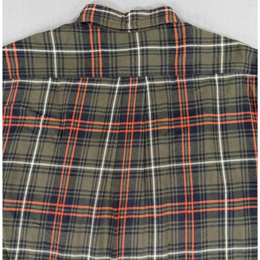 Polo Jeans Co Ralph Lauren Men's Large Plaid Flannel Shirt Green Orange Vintage